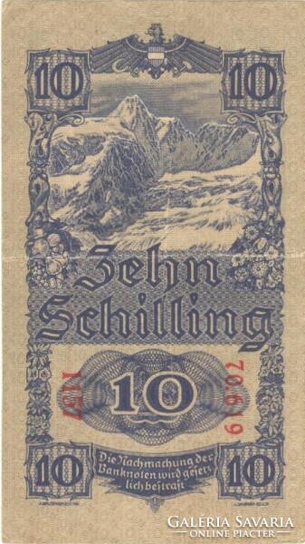 10 schilling 1945 Ausztria 5 jegyű sorszám 5.