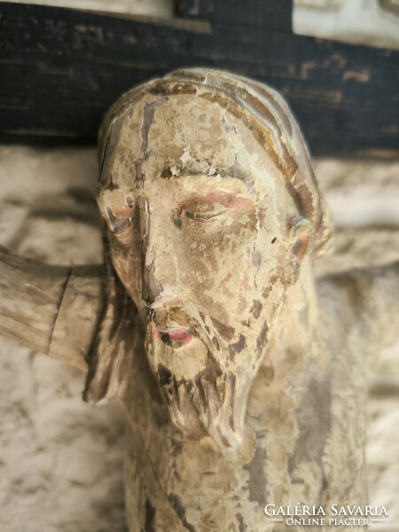 Antik nagyméretű Biedermeier faragott fa kereszt korpusz. Videó  !Jézus Krisztus