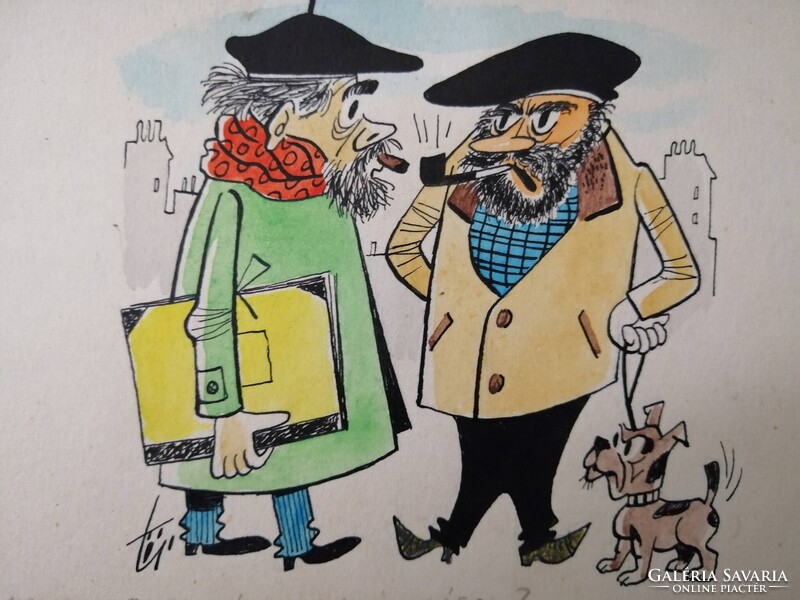 LUDAS MATYI EREDETI KARIKATÚRA - NEMES TÖRÖK JÁNOS /1907-1980/- GRAFIKUS, KARIKATURISTA
