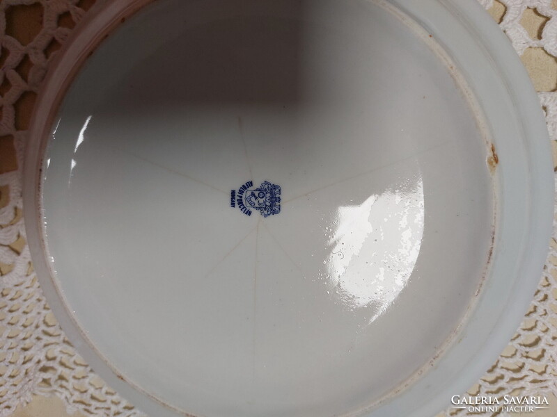 Alföldi menzás sárga-barna csíkos porcelán adagtál, tányér