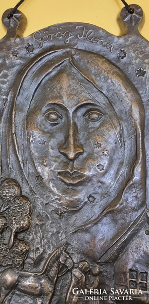 KŐ PÁL ( 1941 - 2020 ) : Görög Ilona, bronz fali dombormű.