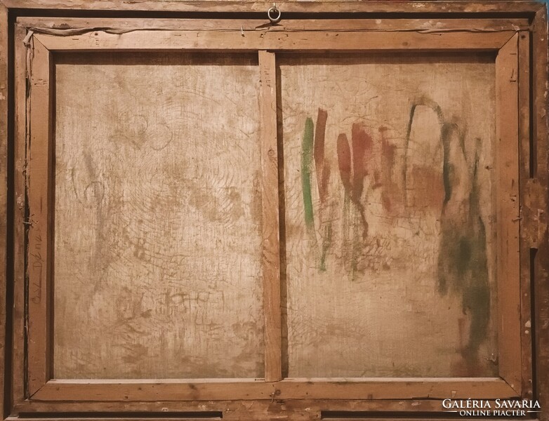 1 ft-ról indul! Hatalmas, Ősz Dénes (1915-1980) Virág csendélet. Olaj/vászon, 75x100cm plusz keret!