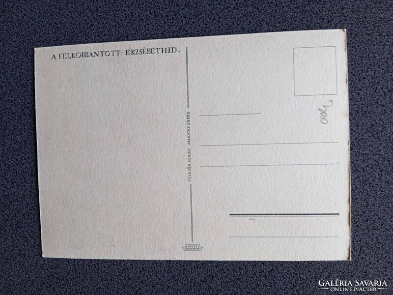 D206288 Budapest -Buda az ostrom után - A felrobbantott Erzsébethíd - képeslap 1945 - Pfannl Egon
