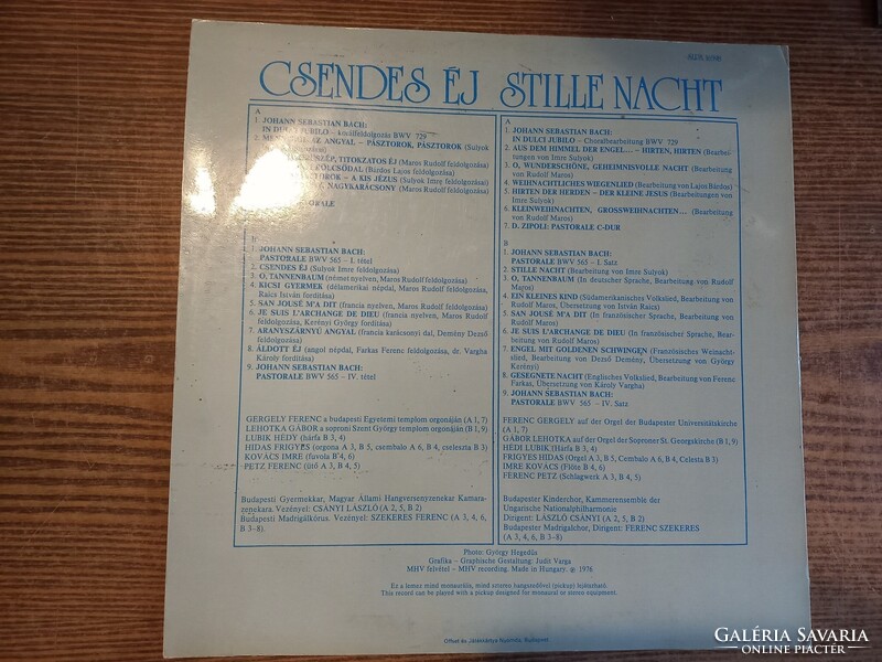 Csendes Éj Stille Nacht LP hanglemez