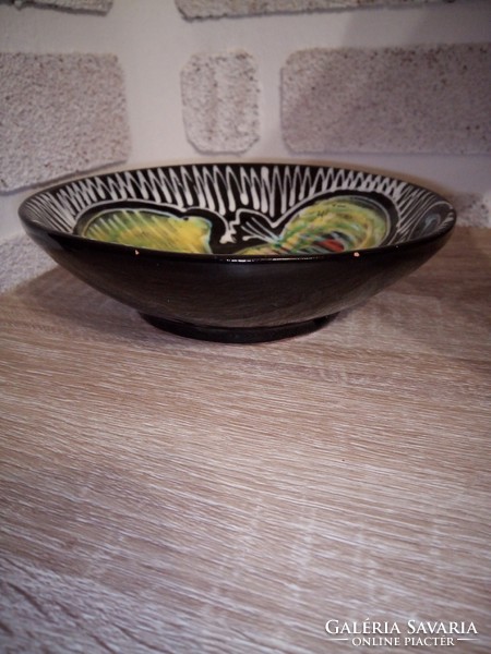 Hőgye Katalin (?) iparművészeti kerámia falitányér. 17 cm. Jelzett.