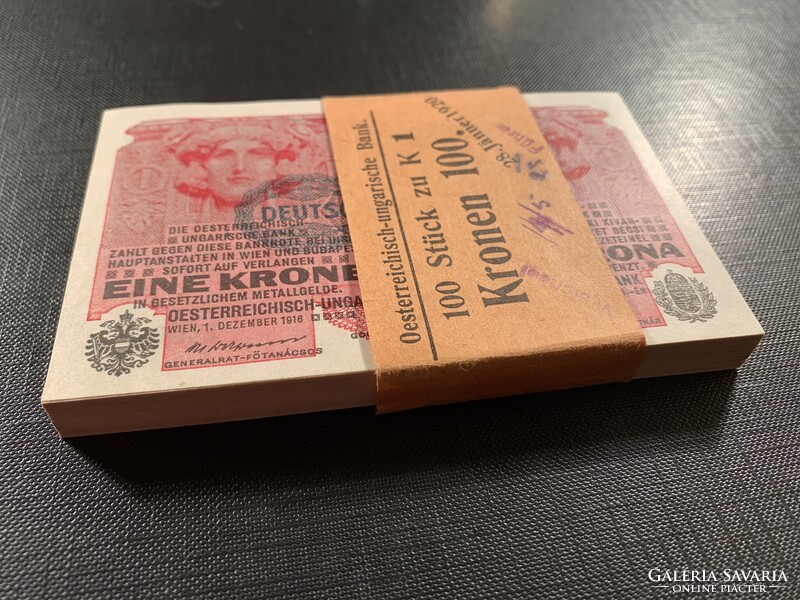 ***  UNC banki köteg 1916- os 1 korona ***