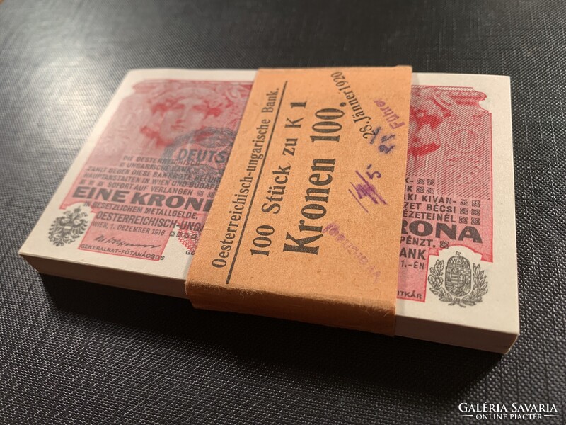 ***  UNC banki köteg 1916- os 1 korona ***