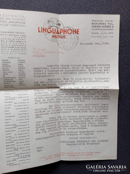 ZA622.4  Linguaphone reklámanyagok, gramafon nyelvtanulás 1930k