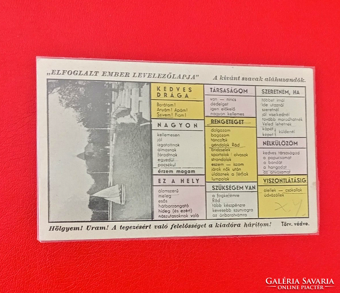 Humoros-Érdekesség: "ELFOGLALT(avagy LUSTA?) EMBER LEVELEZŐLAPJA" /Szabadka - Palics/