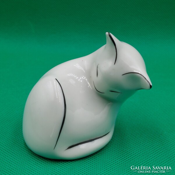 Retro  Hollóházi porcelán cica figura