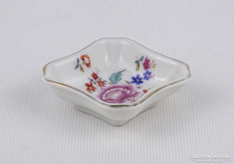 1V065 Antik Nanking virág mintás Herendi porcelán gyűrűtartó tálka