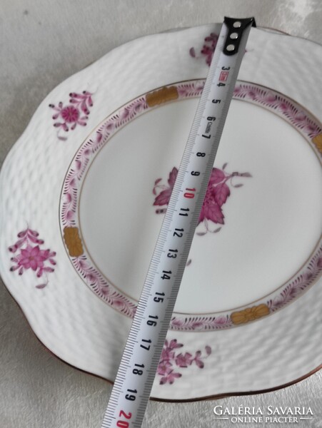 Lila Apponyi Purpur mintás Herendi porcelán süteményes tányér 5 db hibátlan