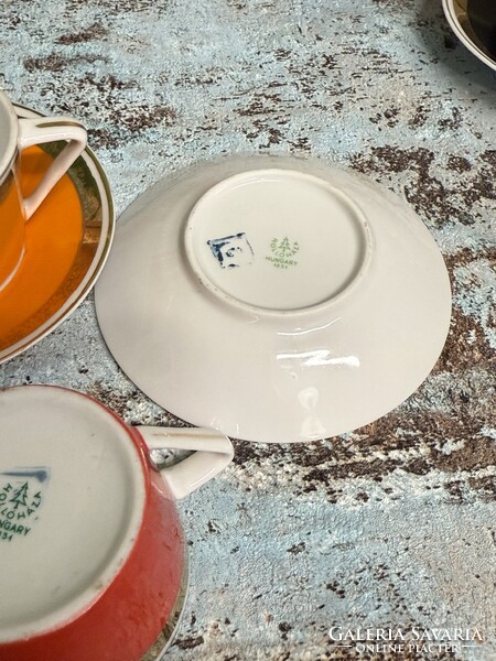 Hollóházi Színes Porcelán Teáskészlet ( Mid Century ) A146