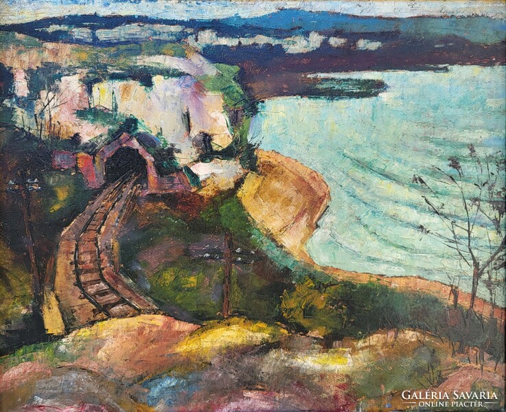 Hajós Imre László (1905 - 1977) Balatonakarattya 1930. c. festménye Eredeti Garanciával!