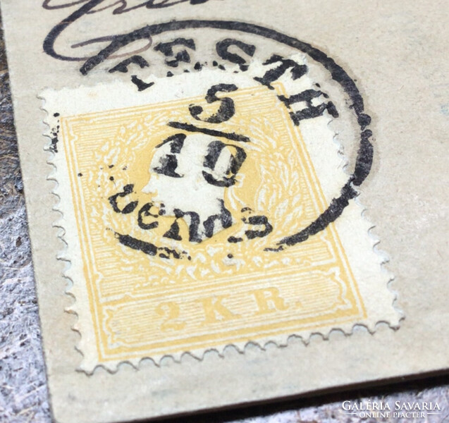 Ddsg. / Creditanstalt Filial Pest. / 1858 2 kr.bélyeg levélen OPM.