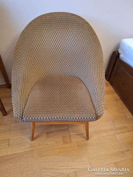 Karosszék mid-century, retro design, kupolás kagyló fotel