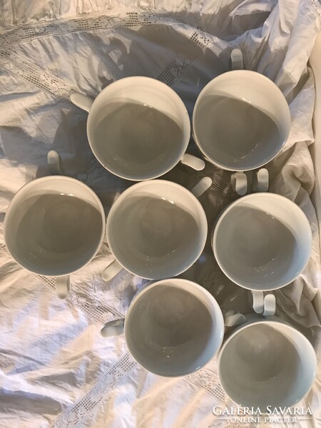 CSÉSZE - 7 db - PORCELÁN - LEVESES - 3,75 dl - HÓFEHÉR - RÉGI - OSZTRÁK - GYÖNYÖRŰ - HIBÁTLAN