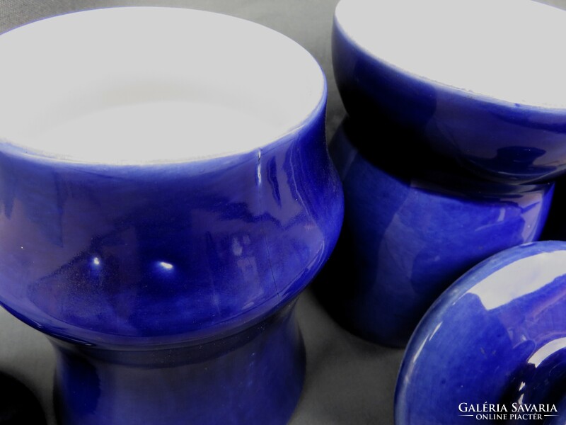 3 db Régi Nagy Méretű Kobaltkék Kispest-Gránit Konyhai Fűszertató Azonos Sorszám