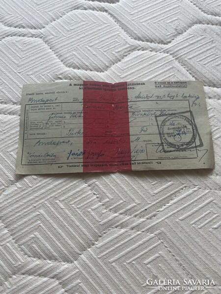 A magyar honos nők állandó lakásának kijelentését igazoló szelvény 1945 4. 13