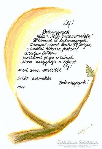 Úton. Kézzel írt versek és színes krétarajzok egymásra vetítve, ahol a szó és a kép együtt lélegzik.