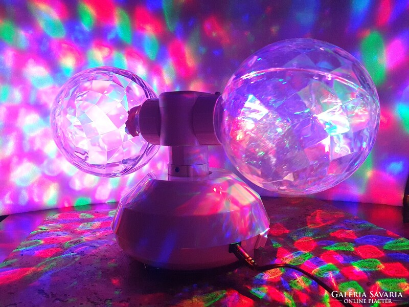 Fantasztikus retro dupla diszkógömb pörög s forog X4-life díszvilágítás neon party light a3