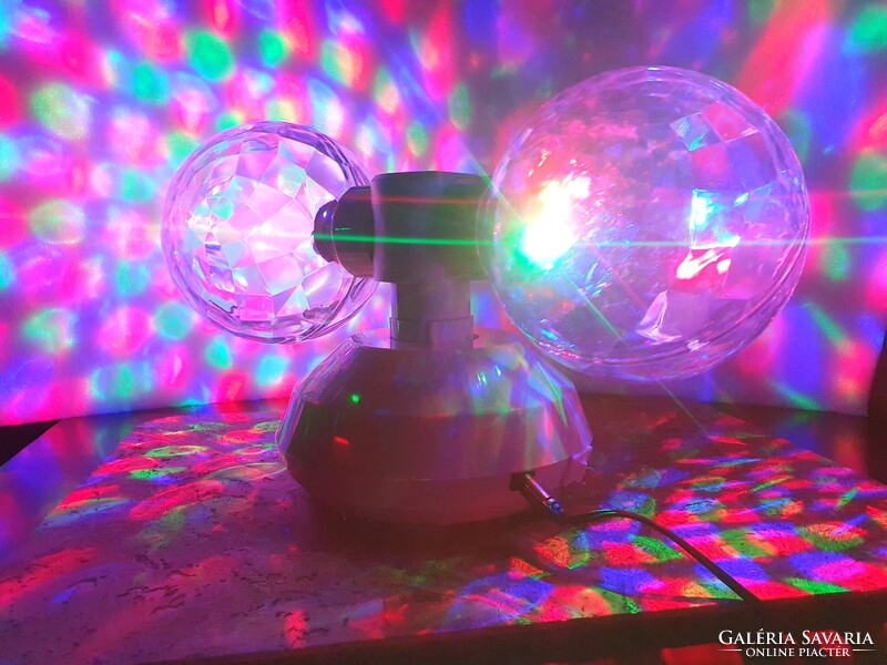Fantasztikus retro dupla diszkógömb pörög s forog X4-life díszvilágítás neon party light a3
