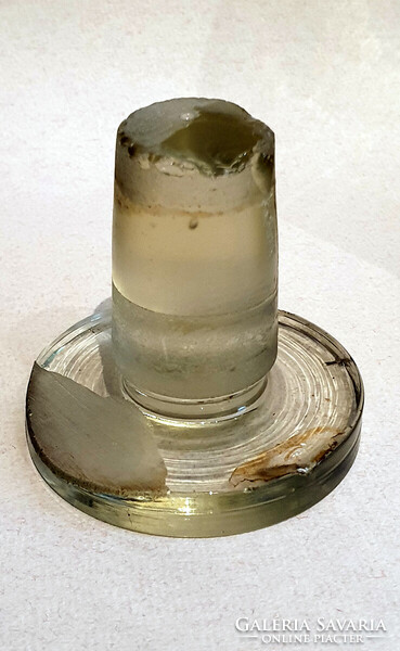 Antik, nagyméretű, vegyszeres laborüveg, patikai üveg, eredeti címkével. 3 literes, 28 cm magas