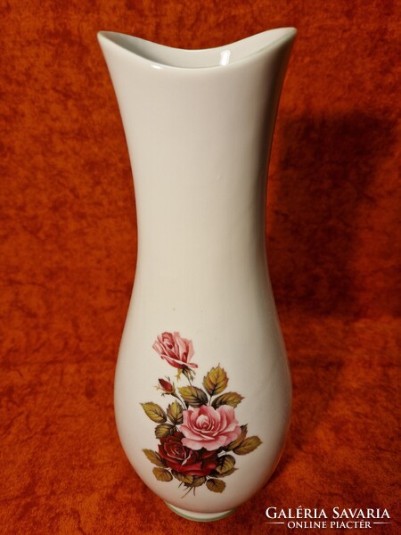 Hollóházi porcelán gyönyörű rózsás 31 cm magas váza