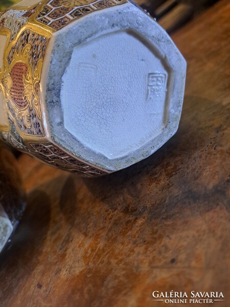 ANTIK JAPÁN SATSUMA PORCELÁN GYÖMBÉRTARTÓ PÁRBAN