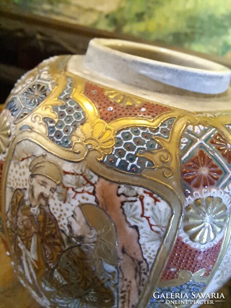 ANTIK JAPÁN SATSUMA PORCELÁN GYÖMBÉRTARTÓ PÁRBAN
