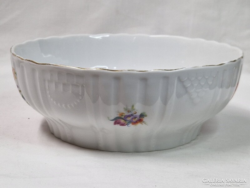 Zsolnay virág mintás Hungária sorozat porcelán pörköltes tál hibátlan állapotban 21,5 cm. átmérőjű