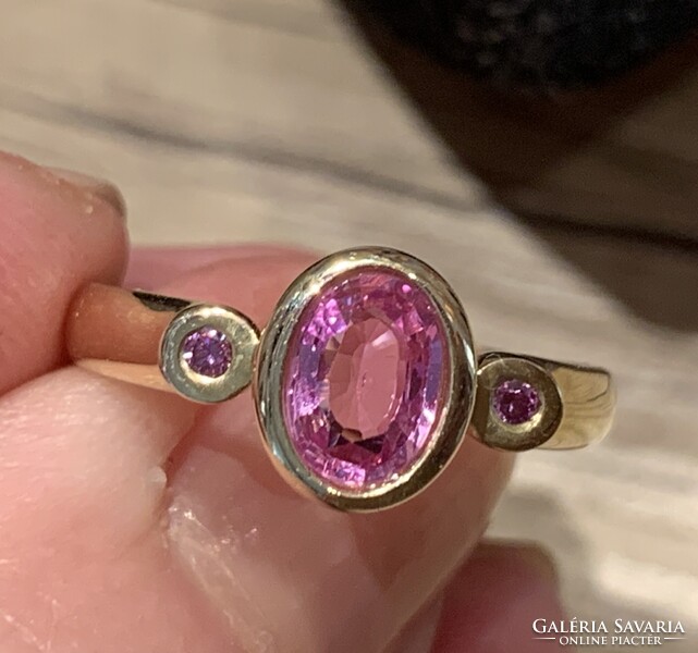 Padparadscha rózsaszín gyémántokkal.Ritkaság! Tanúsítvánnyal!ÚJ!