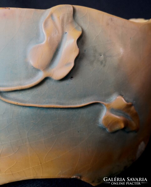 DT/456 – Bernard Bloch Manufaktúra – Gyönyörű szecessziós majolika kaspó, kínáló