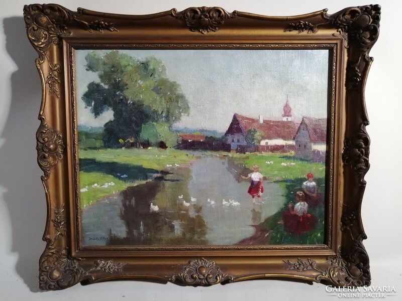 JUSZKÓ PIROSKA /1907-1999/ - LÁNYOK A FOLYÓPARTON