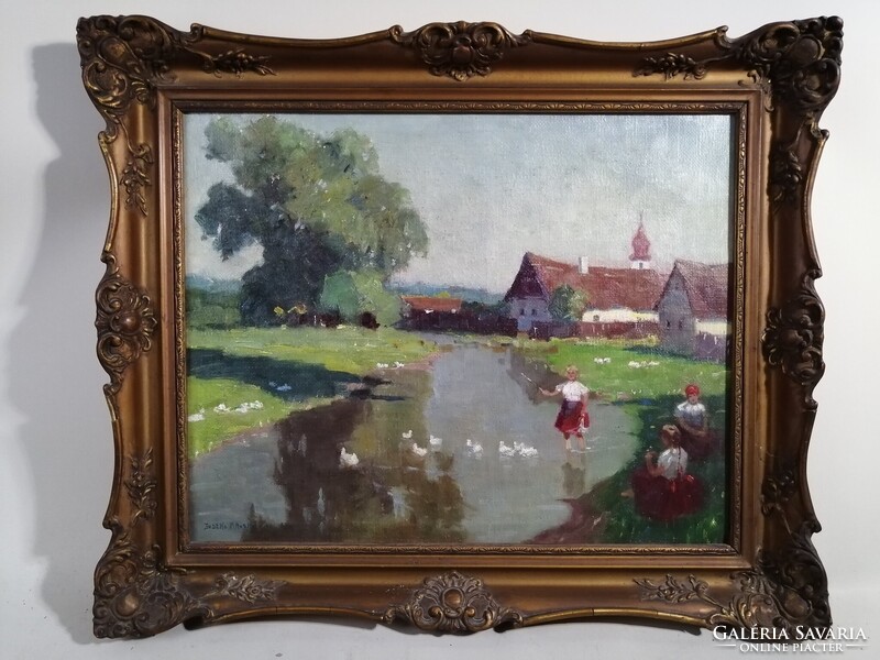 JUSZKÓ PIROSKA /1907-1999/ - LÁNYOK A FOLYÓPARTON