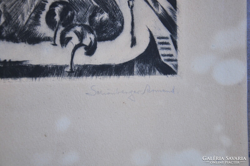 Schönberger Armand (1885-1974): Városi látkép, rézkarc