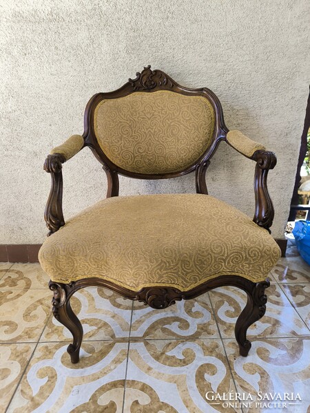 Antik Bécsi barokk rokokó stílusú káros szék fotel szép àllapotban dúsan faragott. Videó!!