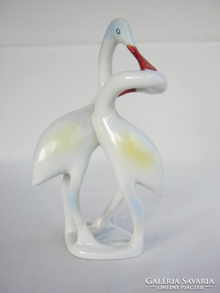 Hollóházi porcelán nagy méretű madár pár gém