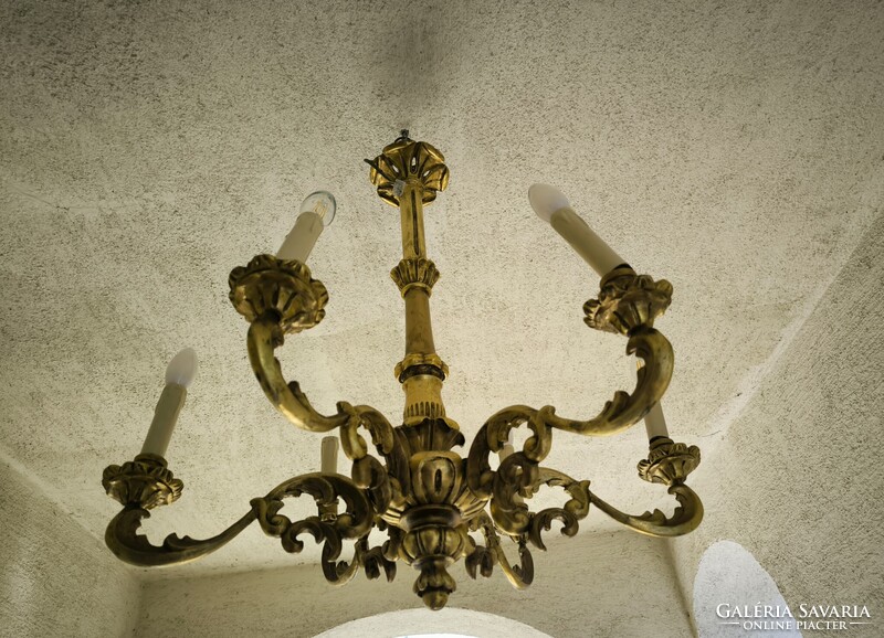 Csillár faragott fa Barokk rokokó stílusú Florentin tükör falikar mellé jellegű. Videó!!!