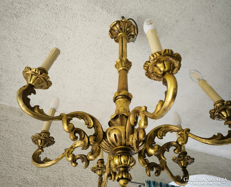 Csillár faragott fa Barokk rokokó stílusú Florentin tükör falikar mellé jellegű. Videó!!!