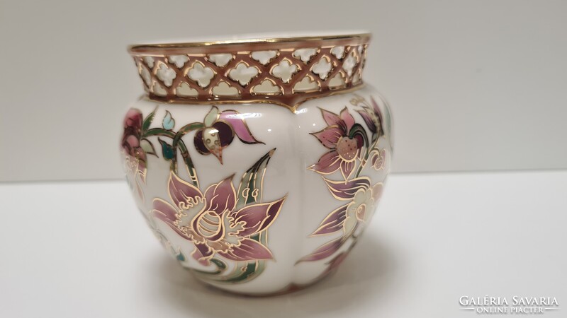 Zsolnay Liliom / Orchidea mintás kaspó #1958