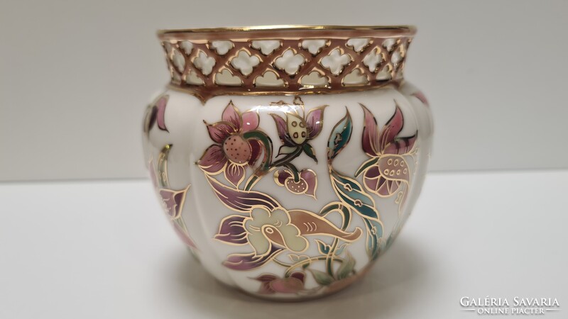 Zsolnay Liliom / Orchidea mintás kaspó #1958