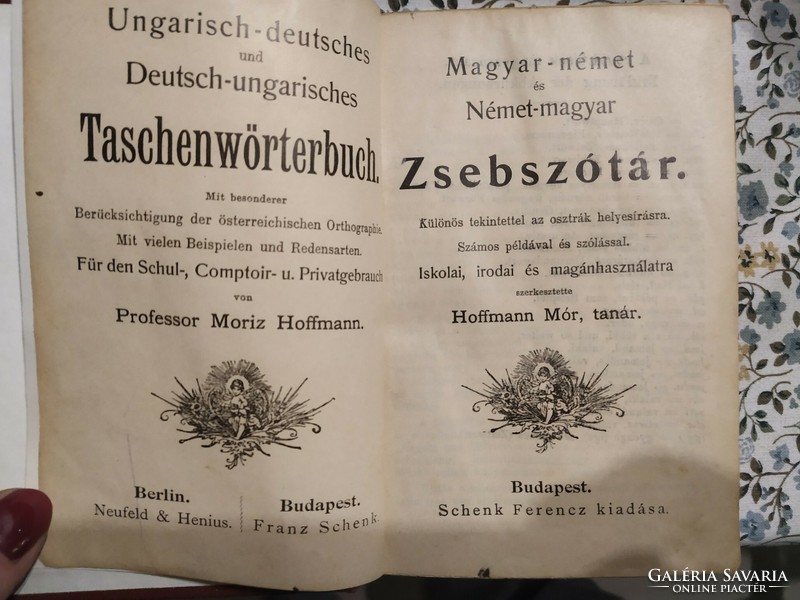 Antique Hungarian-German, German-Hungarian pocket dictionary 1899, perfect