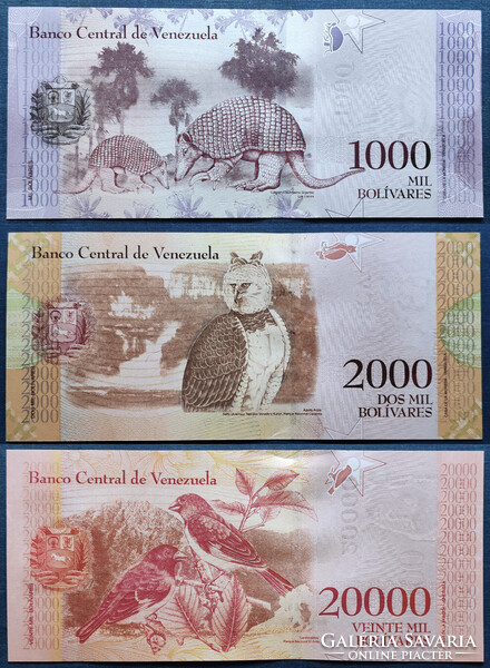Venezuela 1000 + 2000 + 20000 Bolivares 2016, 2017, UNC.