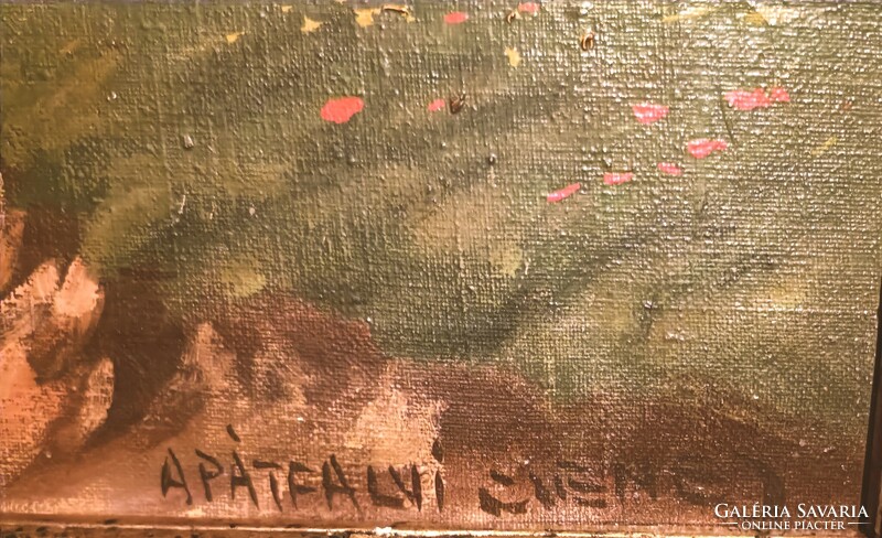 1 ft-ról indul! Apátfalvi Czene János (1904-1984) Falusi utcakép. Olaj/vászon. 40x50cm plusz keret!