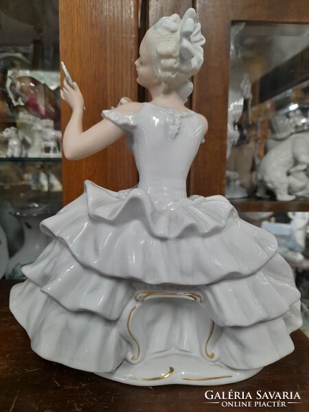 Ritka Nagyméretű Német,Germany Wallendorf Tükrös Táncos Balerina Porcelán Figura.23.5 cm.