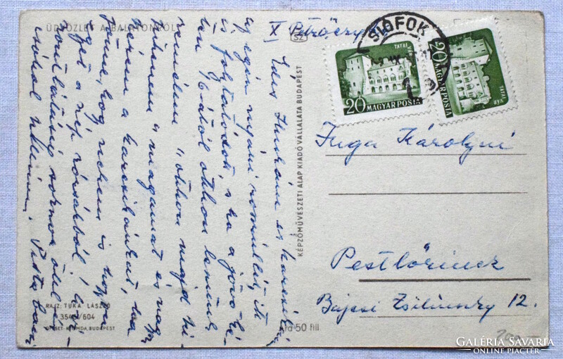 Tihany - látkép  - Tuka lászló grafikus képeslap