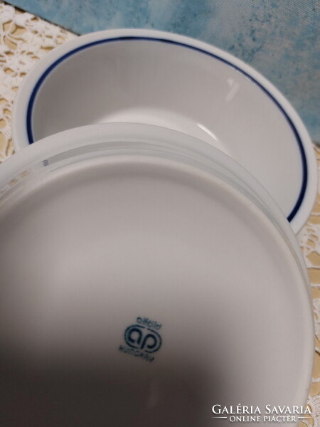 Alföldi menzás kék csíkos gulyásos, kocsonyás porcelán tányér