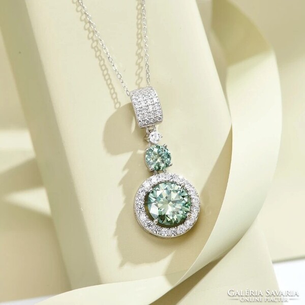 Moissanite 6 karátos Gyémánt Köves Nyaklánc 18K Aranyozott 925 Tiszta Ezüst +ajándékdoboz. Új!
