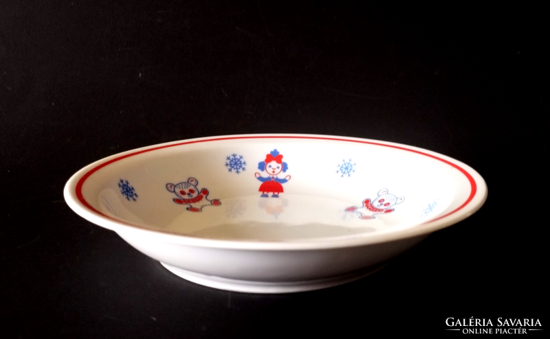 4 DB RÉGI SZÉP RITKA ZSOLNAY PORCELÁN MACIS GYEREK ÉTKÉSZLET,SZETT
